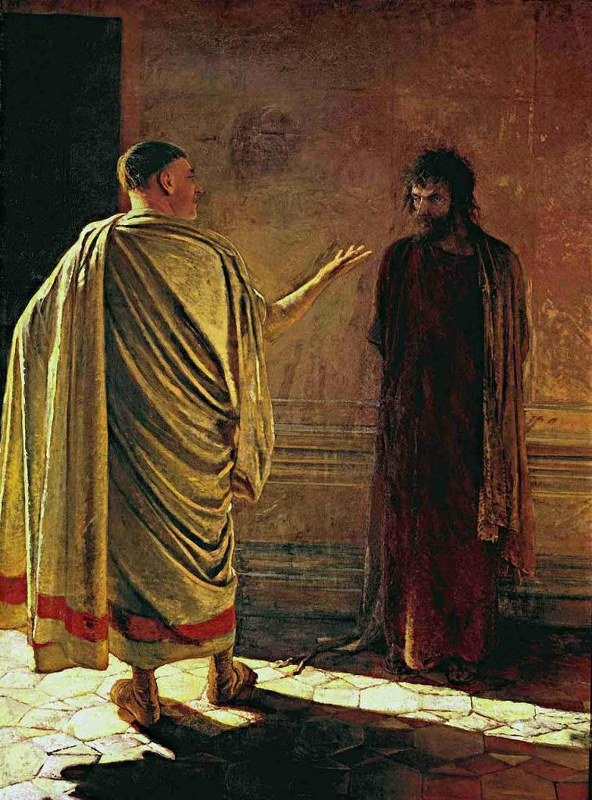 Movas Sanat Hakikat Nedir? İsa Ve Pilate - Nikolai Ge | Elmas Mozaik Puzzle | 45x60 | E2020666