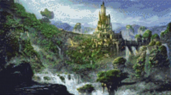 Movas Sanat Fantastik Fütüristik Kale Dağı | Elmas Mozaik Tablo | Mozaik Puzzle | 50x28 | E2020625 - Resim 2