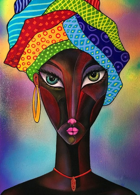 Movas Sanat Kübik Kadın Portresi | Elmas Mozaik Tablo | Mozaik Puzzle | 40x55 | E2020525