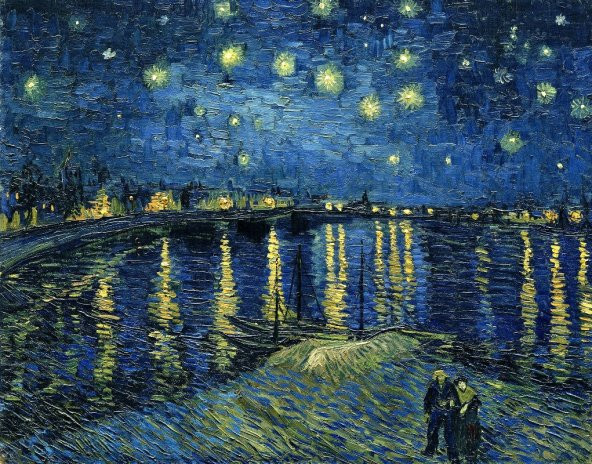 Movas Sanat Rhone Üzerinde Yıldızlı Gece - Vincent Van Gogh | Elmas Mozaik Puzzle | 50x39 | E2020409