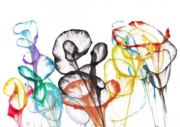 Movas Sanat Soyut Çiçekler | Elmas Mozaik Tablo | Mozaik Puzzle  | 49x35 | E2020191 - 1