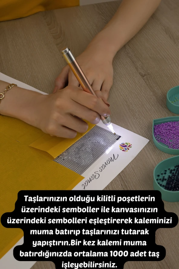 Movas Sanat Soyut Çiçekler | Elmas Mozaik Tablo | Mozaik Puzzle  | 49x35 | E2020191 - 7