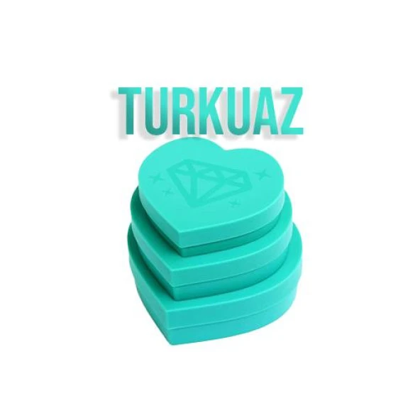 Iç Içe Geçmiş Kalpli Tabak Seti / Mozaik Tablo / Mozaik Puzzle / Turkuaz