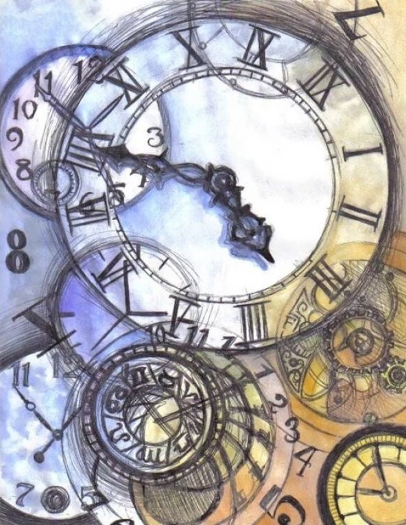 Movas Sanat Karakalem Çizim Saat | Elmas Mozaik Tablo | Mozaik Puzzle  | 40x50 | E20234139