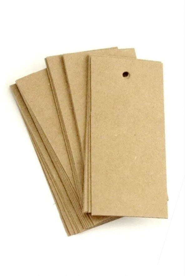 Kraft Karton Etiket, Sallama Ürün Etiketi Delikli 5x9cm 1000 Adet - 1
