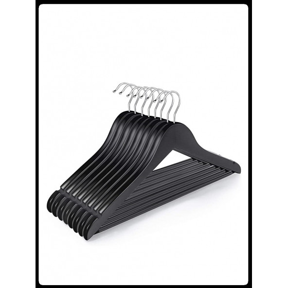 Ahşap Askı, 44 cm Siyah Renk / 5 Adet - 3