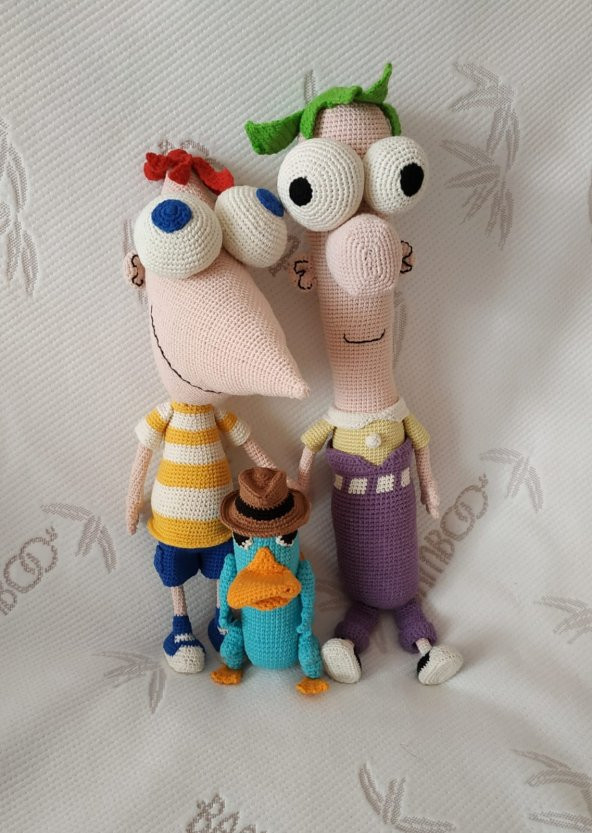 Fineas-Förb ve Ajan P Amigurumi Organik Oyuncak