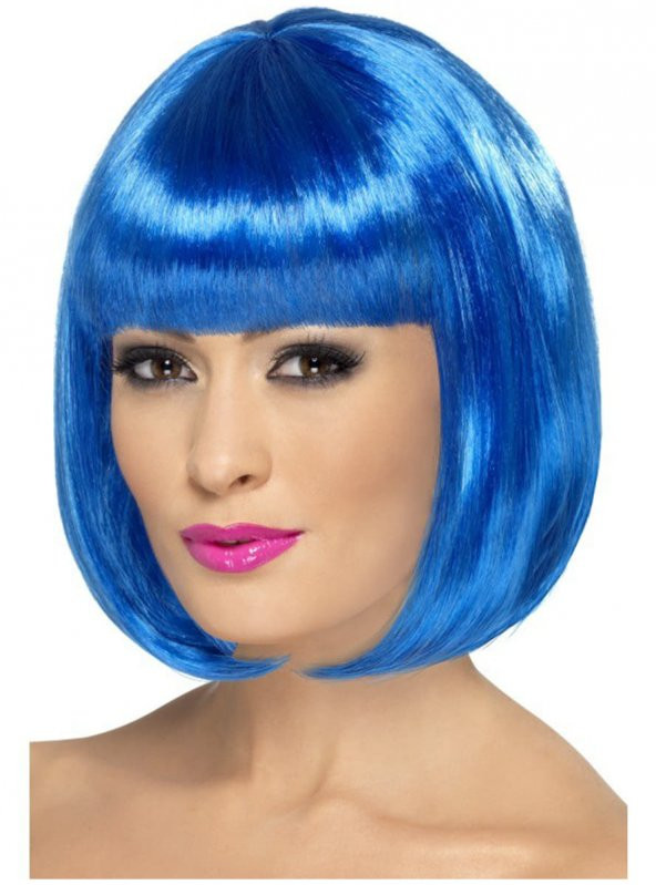 Mavi Renk Parti Peruğu Kısa Küt Saç (579)