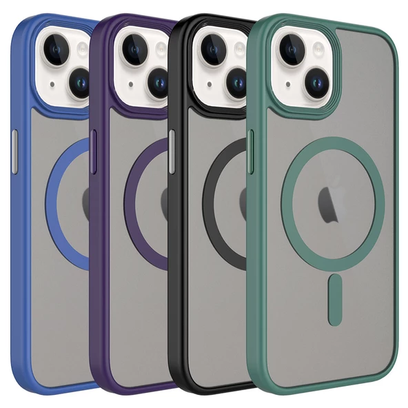 Vendas iPhone 15 Uyumlu ( iPhone 15 ) Flet Serisi Mat Arka Yüzey Wireless Şarj Destekli Magsafe Kılıf - 2