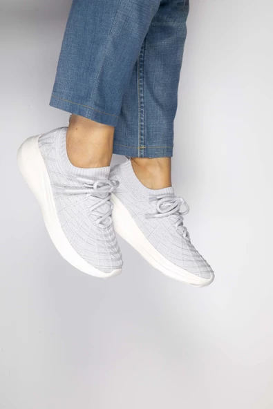 Basskan May Gri Örümcek Desen Triko Yürüyüş Ayakkabısı - Resim 3