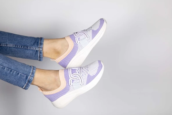 Basskan Toky Pudra Triko Tokalı Günlük Yürüyüş Spor Ayakkabısı - Resim 3