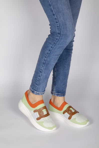 Basskan Toky Su Yeşili Triko Tokalı Günlük Yürüyüş Spor Ayakkabısı - Resim 2