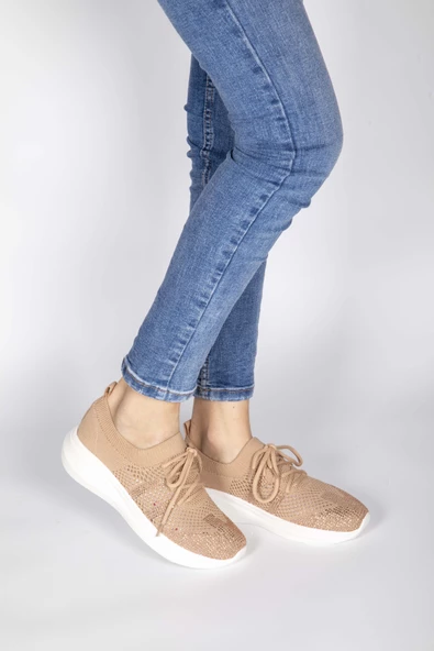 Basskan Kahve Begusa Triko Taşlı Sneaker - 2