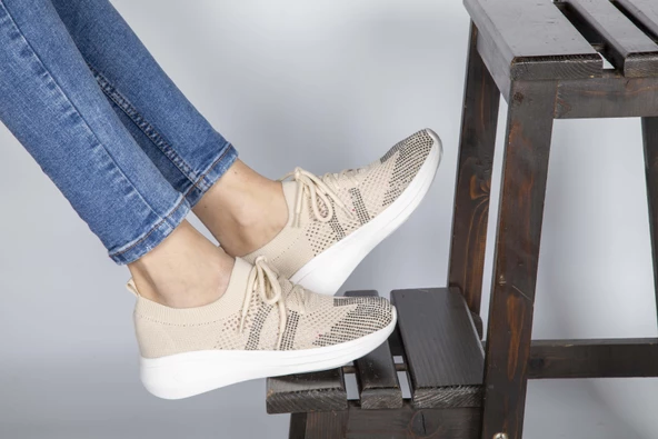 Basskan Bej Begus Triko Taşlı Sneaker - 2