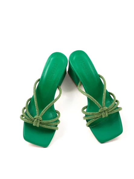 Bassjan Kadın Ferda Yeşil Taşlı Abiye Terlik ürün görseli 1