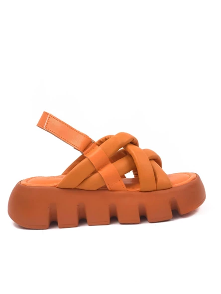 Basskan Kadın Penn Turuncu Yüksek Taban Biyeli Sandalet - Resim 2