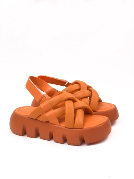 Basskan Kadın Penn Turuncu Yüksek Taban Biyeli Sandalet - Resim 3