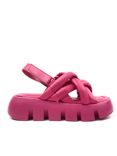 Basskan Kadın Penn Fuşya Yüksek Taban Biyeli Sandalet - 2