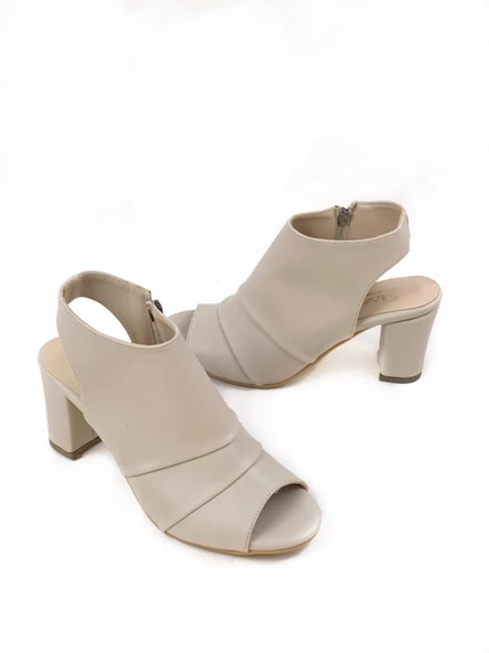 Basskan Kadın Konl Bej Günlük Topuklu Ayakkabı