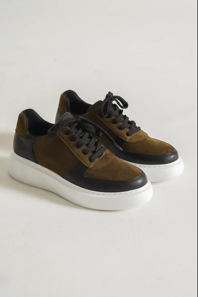 KADIN HAKİ SİYAH BAĞCIKLI SNEAKER GÜNLÜK SPOR AYAKKABI FDN-01