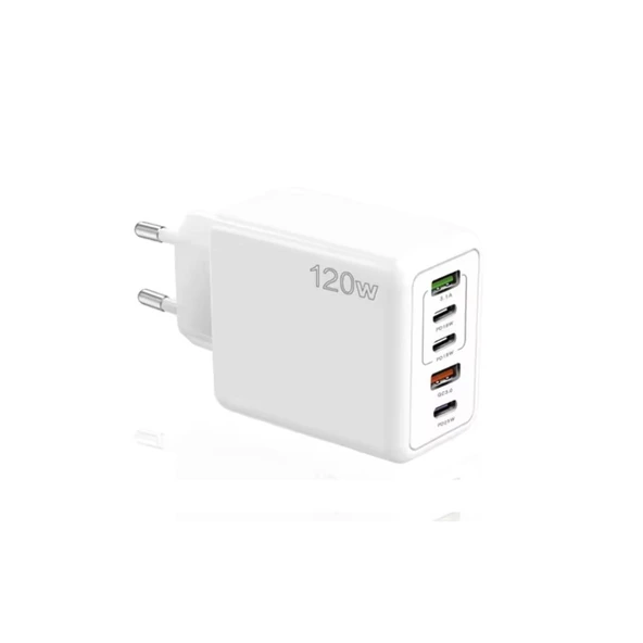 ScHitec 120W 3 Type-C + 2 UsbA Toplam 5 Çıkışlı Ev Tipi Süper Hızlı Şarj Aleti SR104
