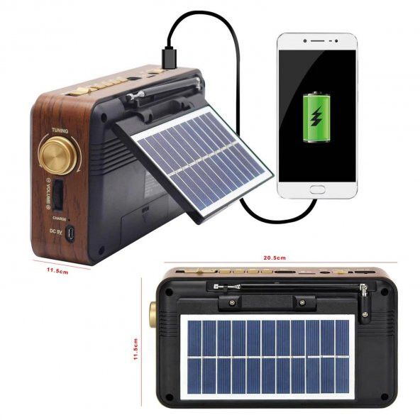 RADYO SOLAR ŞARJLI BT/USB/SD/AUX CAMERON CM-320BT - 2