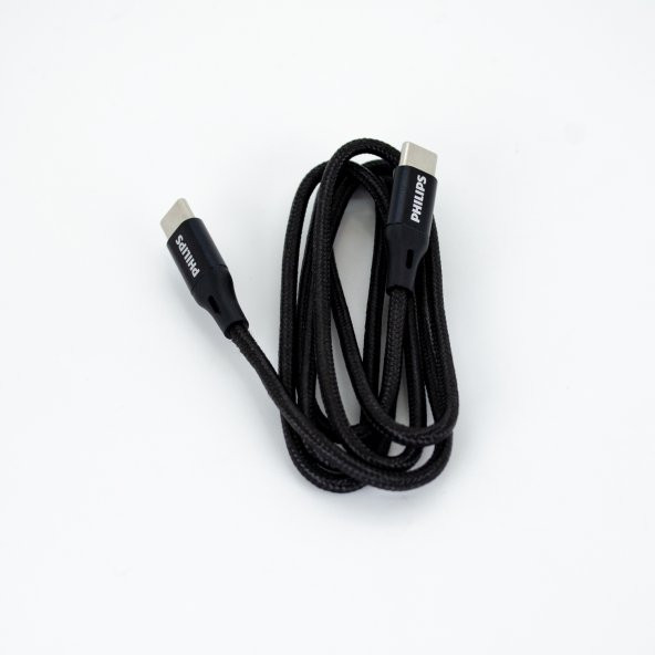 Philips 1Metre 6A 120W Type-C to Type-C Örgülü Hızlı Data ve Şarj Kablosu Siyah - 2