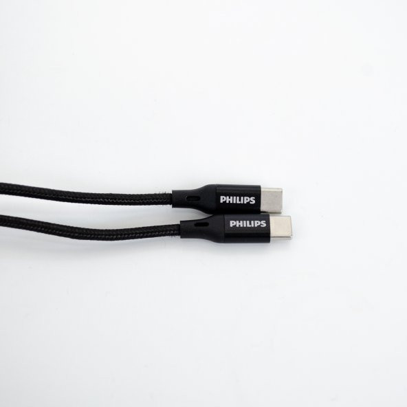 Philips 1Metre 6A 120W Type-C to Type-C Örgülü Hızlı Data ve Şarj Kablosu Siyah - 3