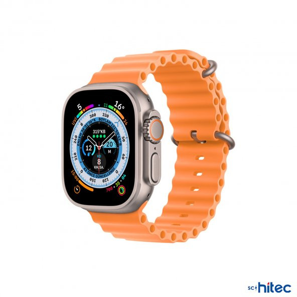 ScHitec 2 Adet 42-49mm Yeni Nesil Apple Uyumlu Akıllı Saat Kordonu Silikon Beyaz ve Turuncu - 2