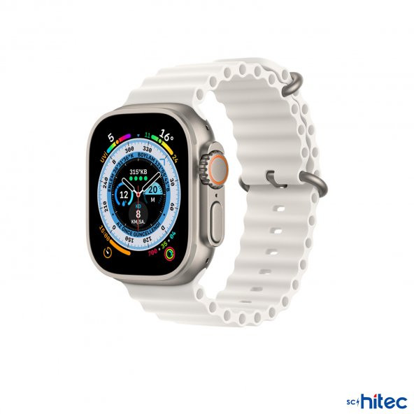 ScHitec 2 Adet 42-49mm Yeni Nesil Apple Uyumlu Akıllı Saat Kordonu Silikon Beyaz ve Turuncu - 3