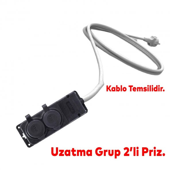 Sağlam Monofaze Kauçuklu Kablo Bahçe Çoğaltıcı Dış Mekan Korunaklı Priz Kapaklı Siyah Grup 2li - 4