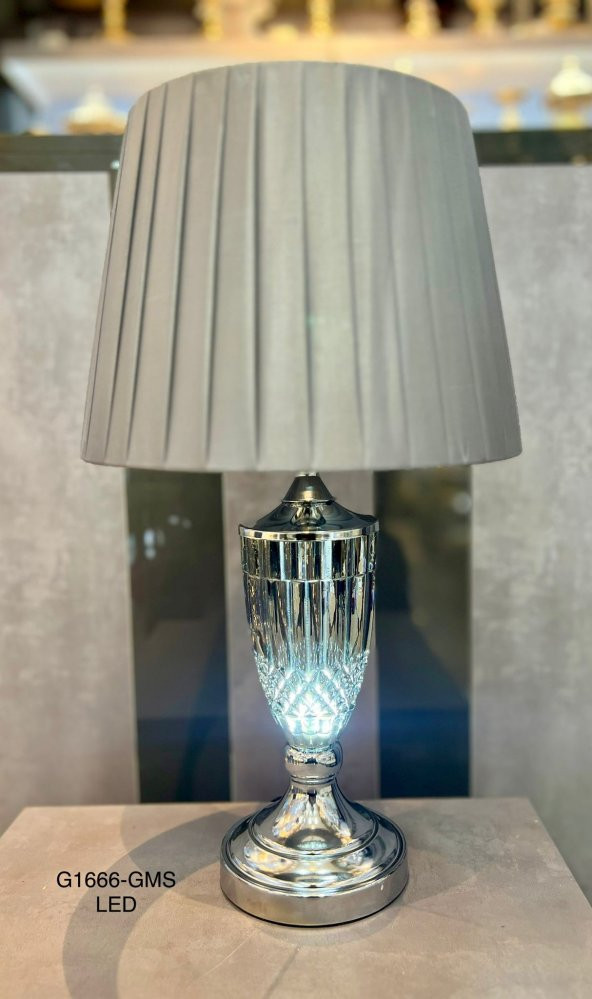 Decovien Abajur Cam Gümüş Ledli G1666
