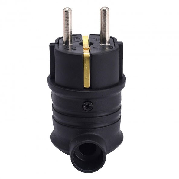 Monofaze Kauçuk İç Dış Mekan Dayanıklı Kablo Bahçe Korunaklı Erkek Eğik Fiş Siyah - 3