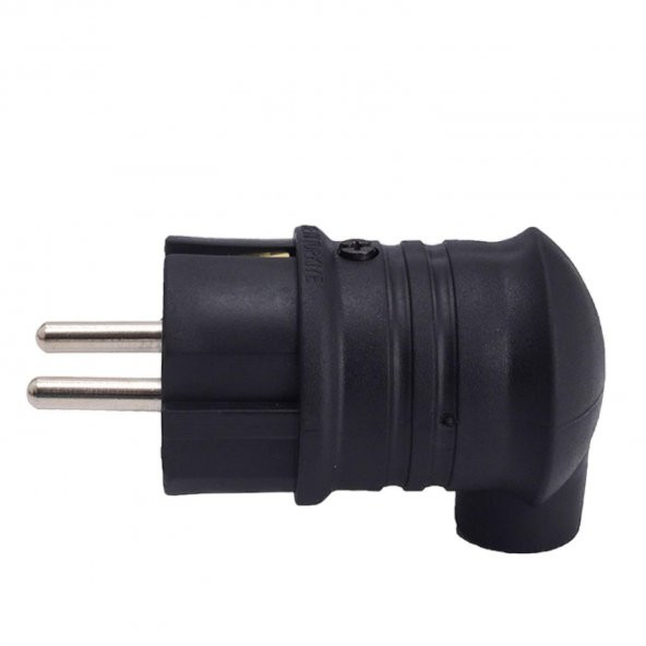 Monofaze Kauçuk İç Dış Mekan Dayanıklı Kablo Bahçe Korunaklı Erkek Eğik Fiş Siyah - 5