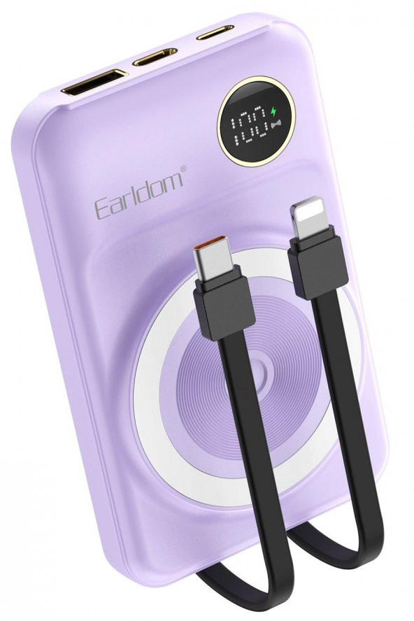 Peeq Earldom PD28 10.000 mAh 22.5W Kablosuz Şarjlı Dijital Göstergeli Pd Hızlı Şarj Powerbank