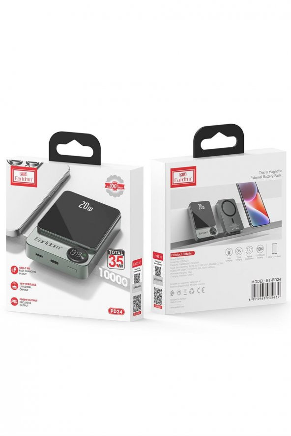 Peeq Earldom PD24 10.000 mAh 20W Kablosuz Şarjlı Pd Hızlı Şarj Magsafe Premium Mini Powerbank - 6
