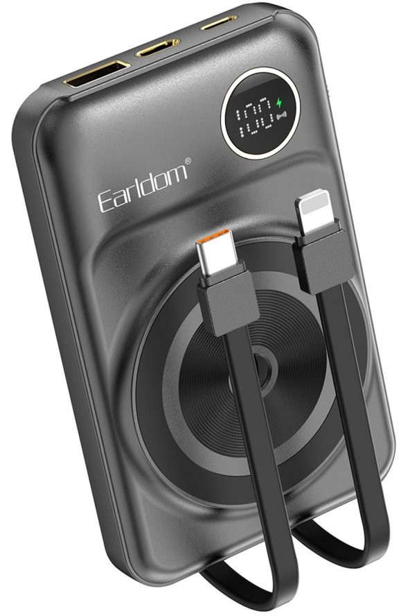 Peeq Earldom PD28 10.000 mAh 22.5W Kablosuz Şarjlı Dijital Göstergeli Pd Hızlı Şarj Powerbank - 8