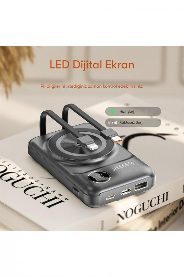 Peeq Earldom PD28 10.000 mAh 22.5W Kablosuz Şarjlı Dijital Göstergeli Pd Hızlı Şarj Powerbank - 10