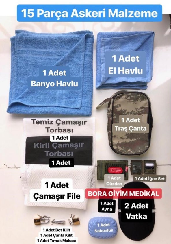Asker Malzeme Seti Acemi Ve BedelliAsker İhtiyaçları 15 Parça ürün görseli