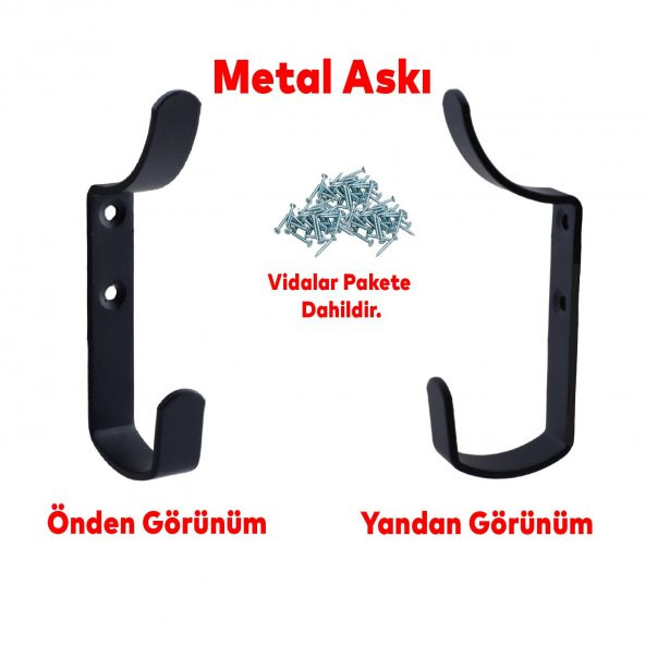 Metal Portmanto Vestiyer Duvar Dolap Elbise Askısı Siyah Mobilya Kapı Askılığı Aparatı - 4