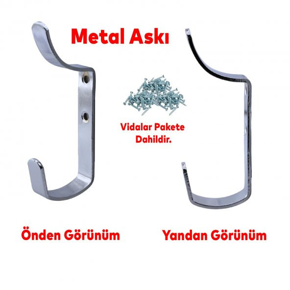 Metal Portmanto Vestiyer Duvar Dolap Elbise Askısı Krom Mobilya Kapı Askılığı Aparatı - 4