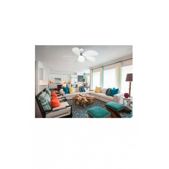 Vanti KCF281 60W 30 inç Ahşap Beyaz 6 Kanatlı Lambalı Avizeli İpli Tavan Vantilatörü - 3