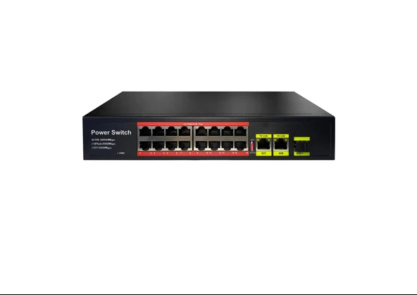 Uranium POE-1621SFP-200W 16 Port PoE + 2 Port GB Uplink + 1 Port GB SFP Rackmount 200W PoE Swicth - 1