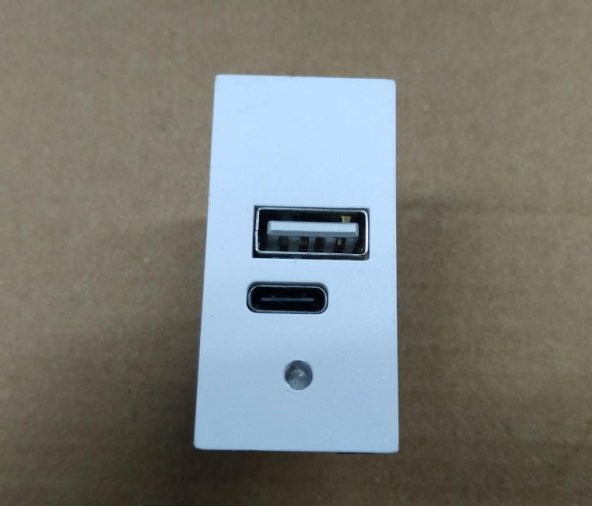 22.5x45 5 Volt 2 Amper USB+Type-C İkili Şarj Modülü - Beyaz - 2