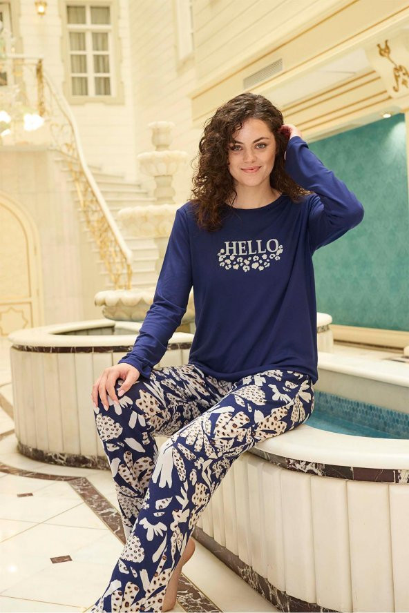 Aydoğan Kadın Ezgi Flexible Safir Pijama Takımı V-29026 - 1
