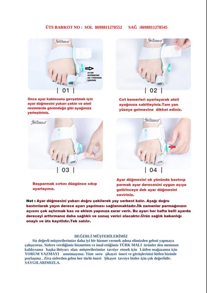 HALLUKS  VALGUS GECE ATELİ DERECE AYARLI 1 ADET - 6