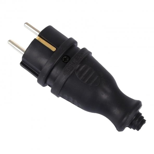 Monofaze Kauçuk İç Dış Mekan Dayanıklı Kablo Bahçe Korunaklı Erkek Düz Fiş Siyah - 3