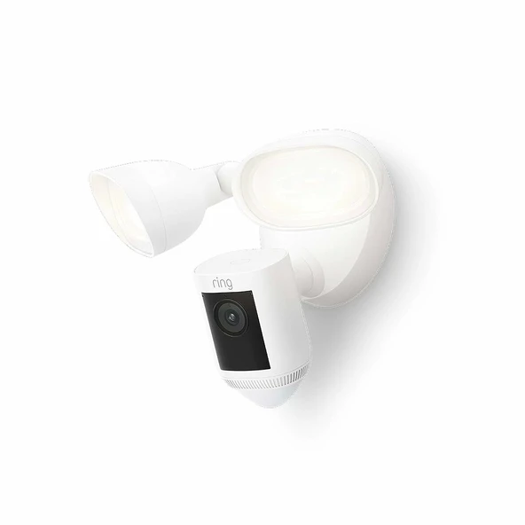 Ring Floodlight Cam Wired Pro Kuş Bakışı ve 3D Hareket Algılama, Beyaz