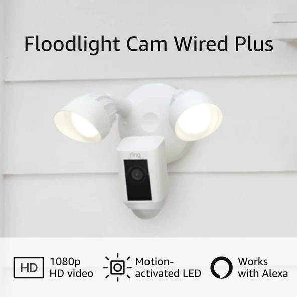 Ring Floodlight Cam Wired Plus - Hareketle Etkinleştirilen 1080p HD Video - 2