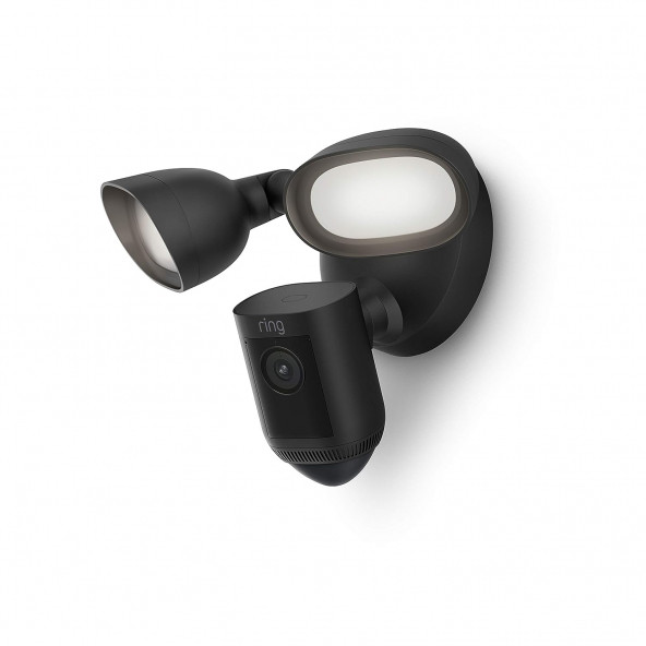 Ring Floodlight Cam Wired Pro Kuş Bakışı ve 3D Hareket Algılama, Siyah